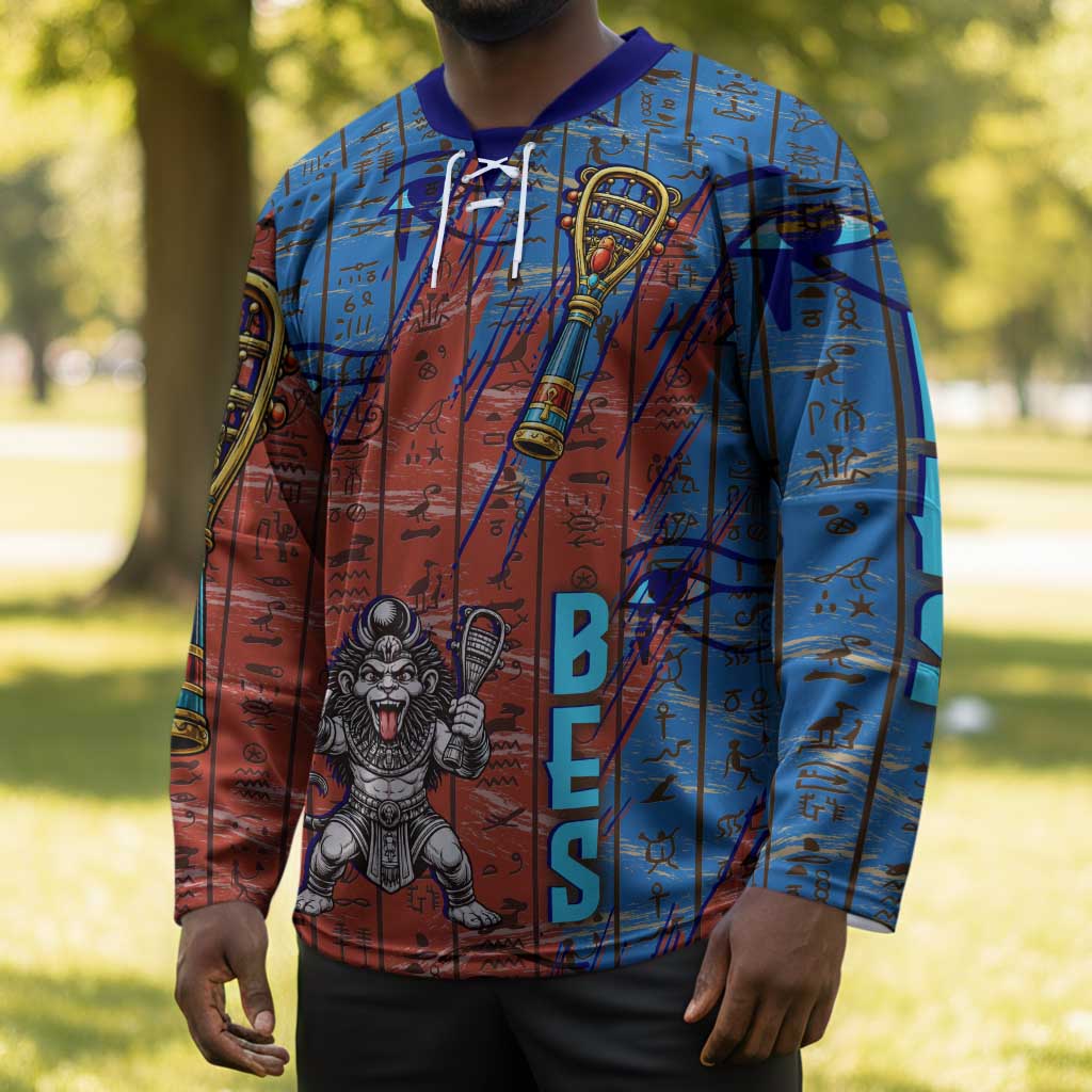Bes Hockey Jersey Ancient Egyptian Hieroglyphs and Sacred Symbols Ancient Myth - African Pride