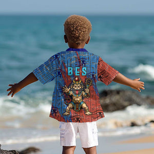 Bes Kid Hawaiian Shirt Ancient Egyptian Hieroglyphs and Sacred Symbols Ancient Myth - African Pride