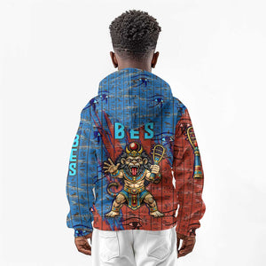 Bes Kid Hoodie Ancient Egyptian Hieroglyphs and Sacred Symbols Ancient Myth - African Pride