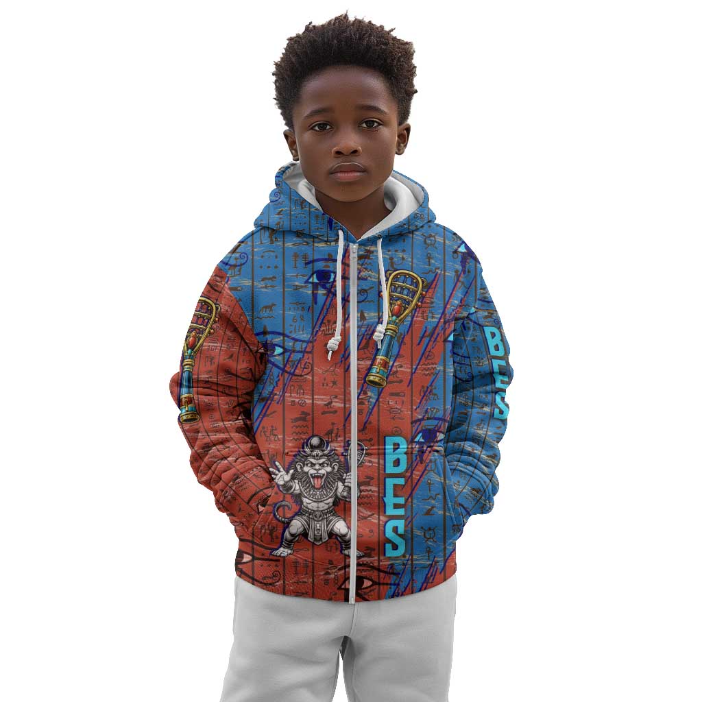 Bes Kid Hoodie Ancient Egyptian Hieroglyphs and Sacred Symbols Ancient Myth - African Pride