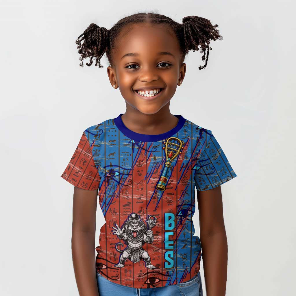 Bes Kid T shirt Ancient Egyptian Hieroglyphs and Sacred Symbols Ancient Myth - African Pride