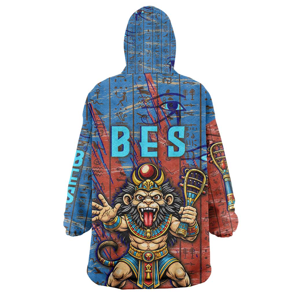 Bes Kid Wearable Blanket Hoodie Ancient Egyptian Hieroglyphs and Sacred Symbols Ancient Myth - African Pride