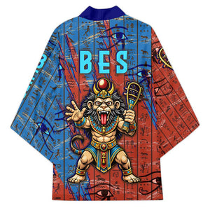 Bes Kimono Ancient Egyptian Hieroglyphs and Sacred Symbols Ancient Myth - African Pride