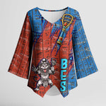 Bes Kimono Sleeve Blouse Ancient Egyptian Hieroglyphs and Sacred Symbols Ancient Myth - African Pride