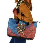 Bes Leather Tote Bag Ancient Egyptian Hieroglyphs and Sacred Symbols Ancient Myth - African Pride
