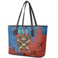 Bes Leather Tote Bag Ancient Egyptian Hieroglyphs and Sacred Symbols Ancient Myth - African Pride