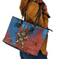 Bes Leather Tote Bag Ancient Egyptian Hieroglyphs and Sacred Symbols Ancient Myth - African Pride