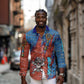 Bes Long Sleeve Button Shirt Ancient Egyptian Hieroglyphs and Sacred Symbols Ancient Myth - African Pride