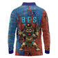 Bes Long Sleeve Polo Shirt Ancient Egyptian Hieroglyphs and Sacred Symbols Ancient Myth - African Pride