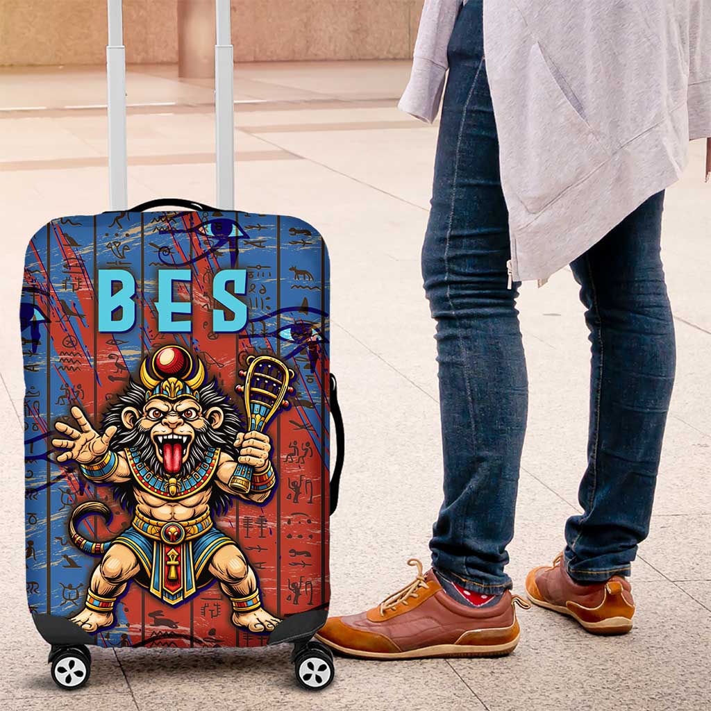 Bes Luggage Cover Ancient Egyptian Hieroglyphs and Sacred Symbols Ancient Myth - African Pride