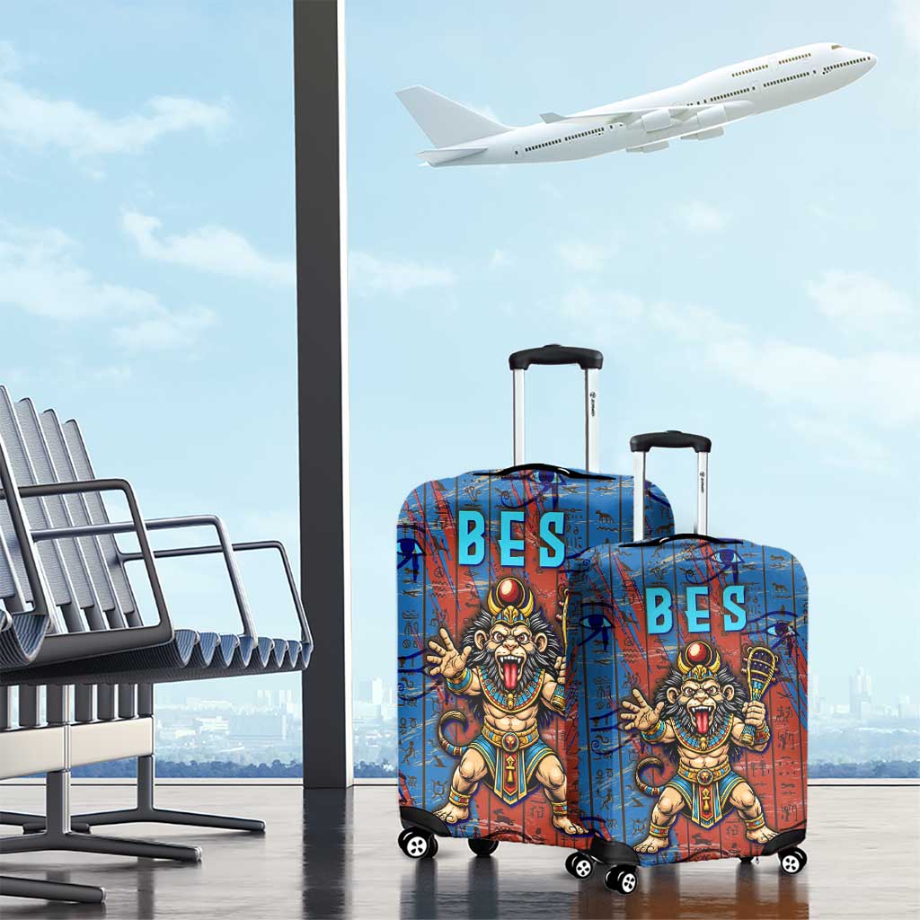 Bes Luggage Cover Ancient Egyptian Hieroglyphs and Sacred Symbols Ancient Myth - African Pride