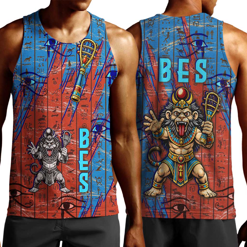 Bes Men Tank Top Ancient Egyptian Hieroglyphs and Sacred Symbols Ancient Myth - African Pride