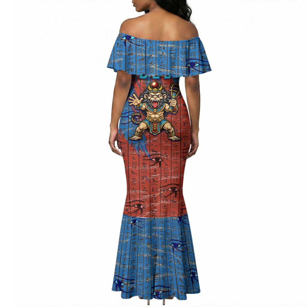 Bes Mermaid Dress Ancient Egyptian Hieroglyphs and Sacred Symbols Ancient Myth - African Pride