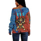 Bes Off Shoulder Sweater Ancient Egyptian Hieroglyphs and Sacred Symbols Ancient Myth - African Pride