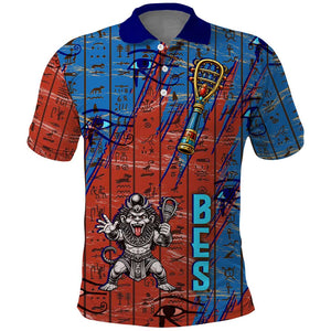 Bes Polo Shirt Ancient Egyptian Hieroglyphs and Sacred Symbols Ancient Myth - African Pride