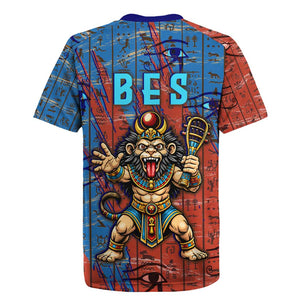 Bes Rugby Jersey Ancient Egyptian Hieroglyphs and Sacred Symbols Ancient Myth - African Pride