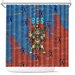 Bes Shower Curtain Ancient Egyptian Hieroglyphs and Sacred Symbols Ancient Myth - African Pride