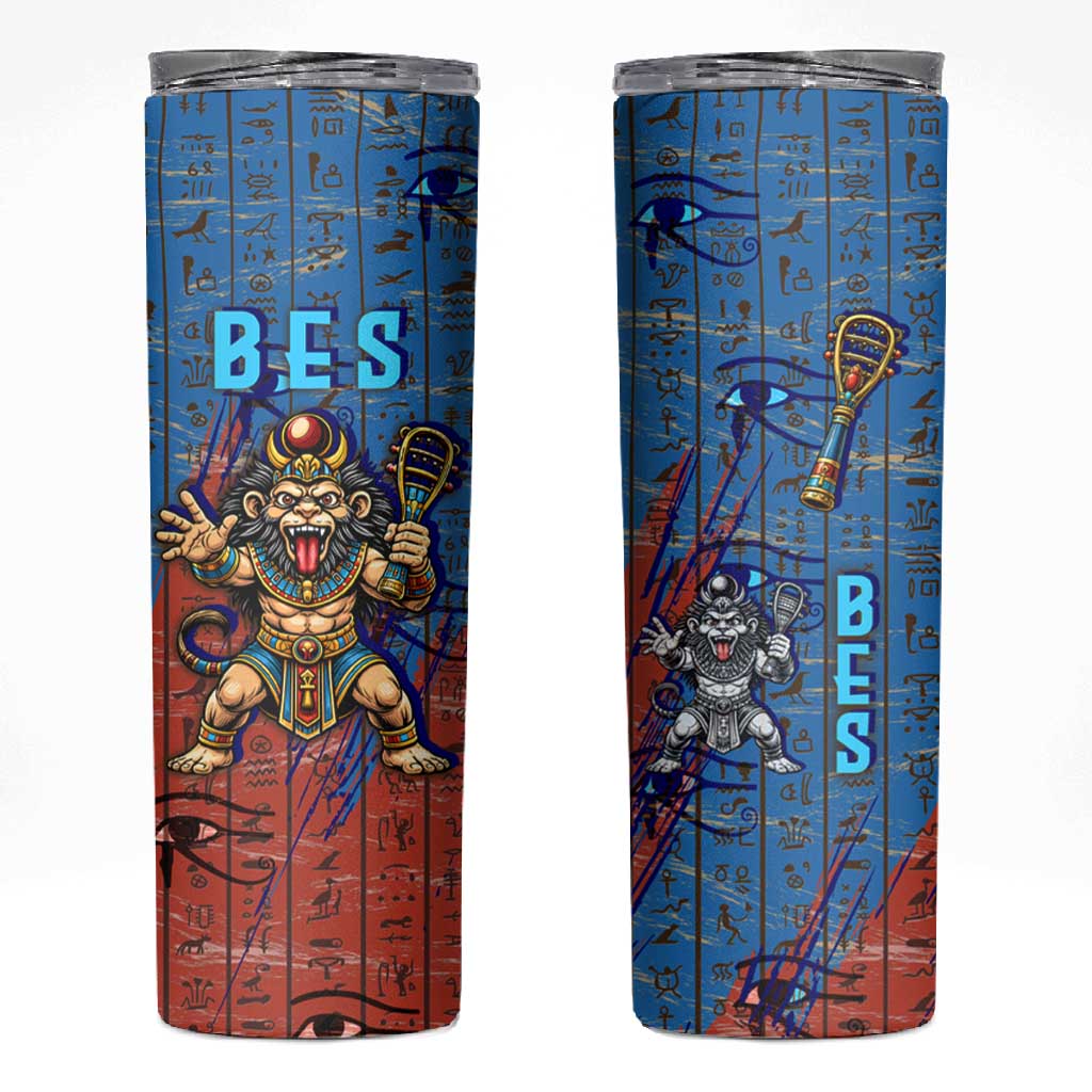 Bes Skinny Tumbler Ancient Egyptian Hieroglyphs and Sacred Symbols Ancient Myth - African Pride