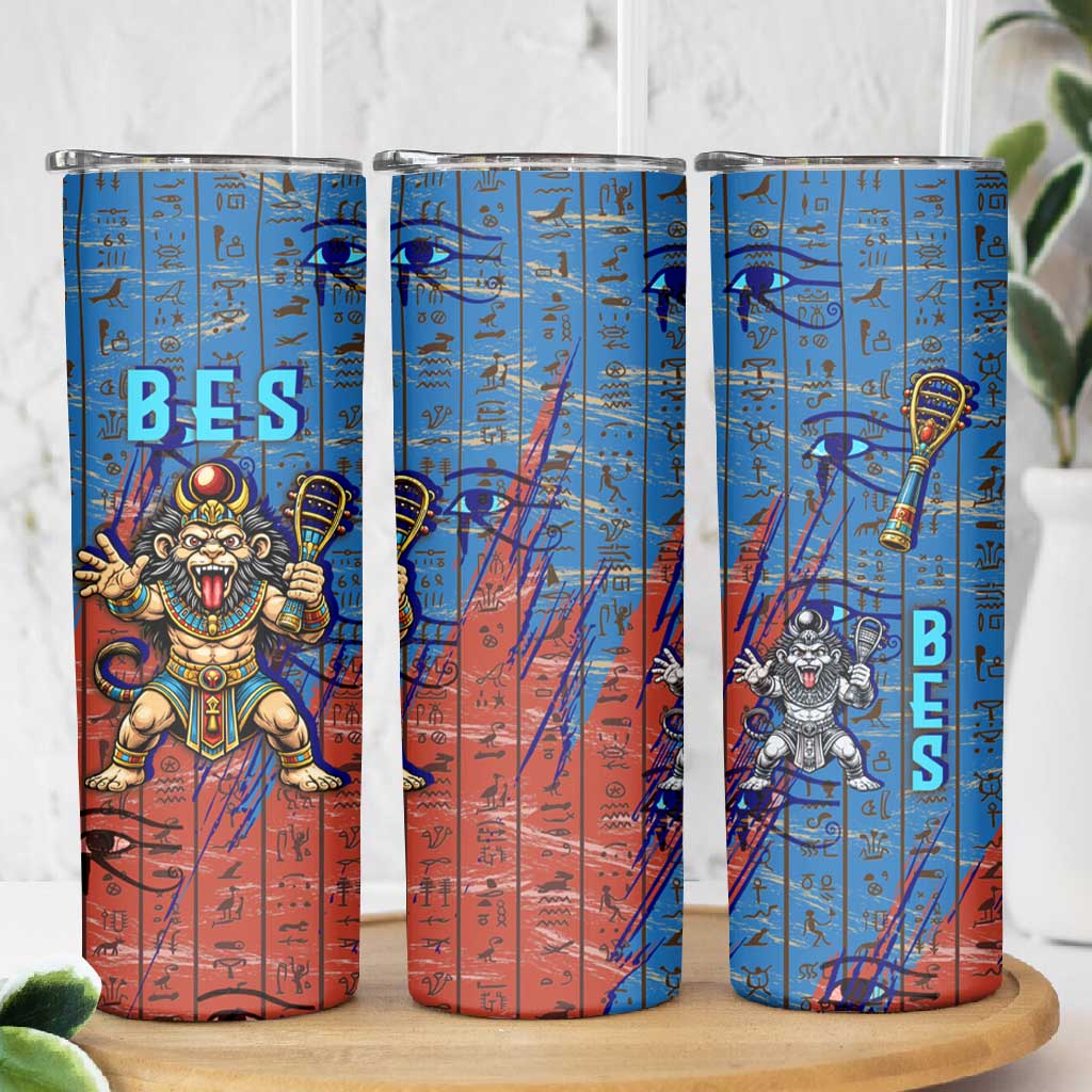 Bes Skinny Tumbler Ancient Egyptian Hieroglyphs and Sacred Symbols Ancient Myth - African Pride