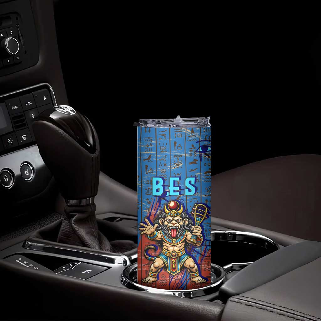 Bes Skinny Tumbler Ancient Egyptian Hieroglyphs and Sacred Symbols Ancient Myth - African Pride