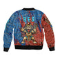 Bes Sleeve Zip Bomber Jacket Ancient Egyptian Hieroglyphs and Sacred Symbols Ancient Myth - African Pride