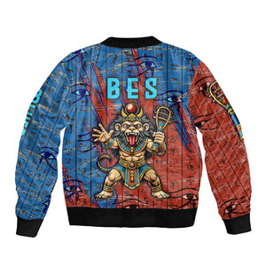 Bes Sleeve Zip Bomber Jacket Ancient Egyptian Hieroglyphs and Sacred Symbols Ancient Myth - African Pride