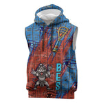 Bes Sleeveless Hoodie Ancient Egyptian Hieroglyphs and Sacred Symbols Ancient Myth - African Pride