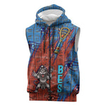 Bes Sleeveless Zip Hoodie Ancient Egyptian Hieroglyphs and Sacred Symbols Ancient Myth - African Pride