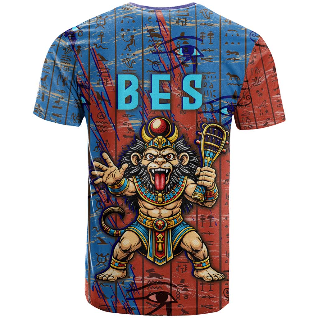 Bes T shirt Ancient Egyptian Hieroglyphs and Sacred Symbols Ancient Myth - African Pride