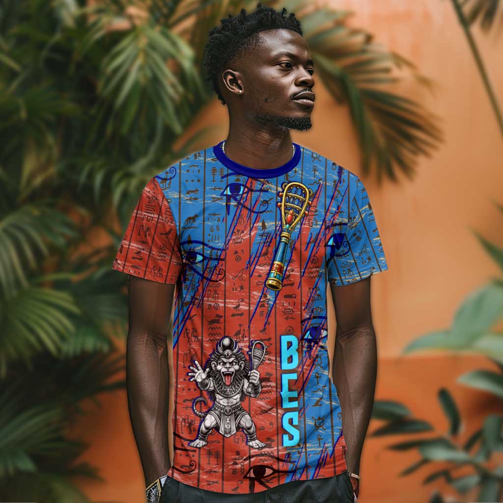 Bes T shirt Ancient Egyptian Hieroglyphs and Sacred Symbols Ancient Myth - African Pride