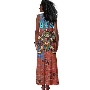 Bes Tank Maxi Dress Ancient Egyptian Hieroglyphs and Sacred Symbols Ancient Myth - African Pride