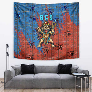 Bes Tapestry Ancient Egyptian Hieroglyphs and Sacred Symbols Ancient Myth - African Pride