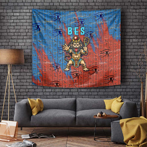 Bes Tapestry Ancient Egyptian Hieroglyphs and Sacred Symbols Ancient Myth - African Pride