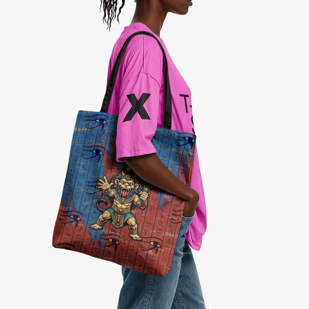 Bes Tote Bag Ancient Egyptian Hieroglyphs and Sacred Symbols Ancient Myth - African Pride
