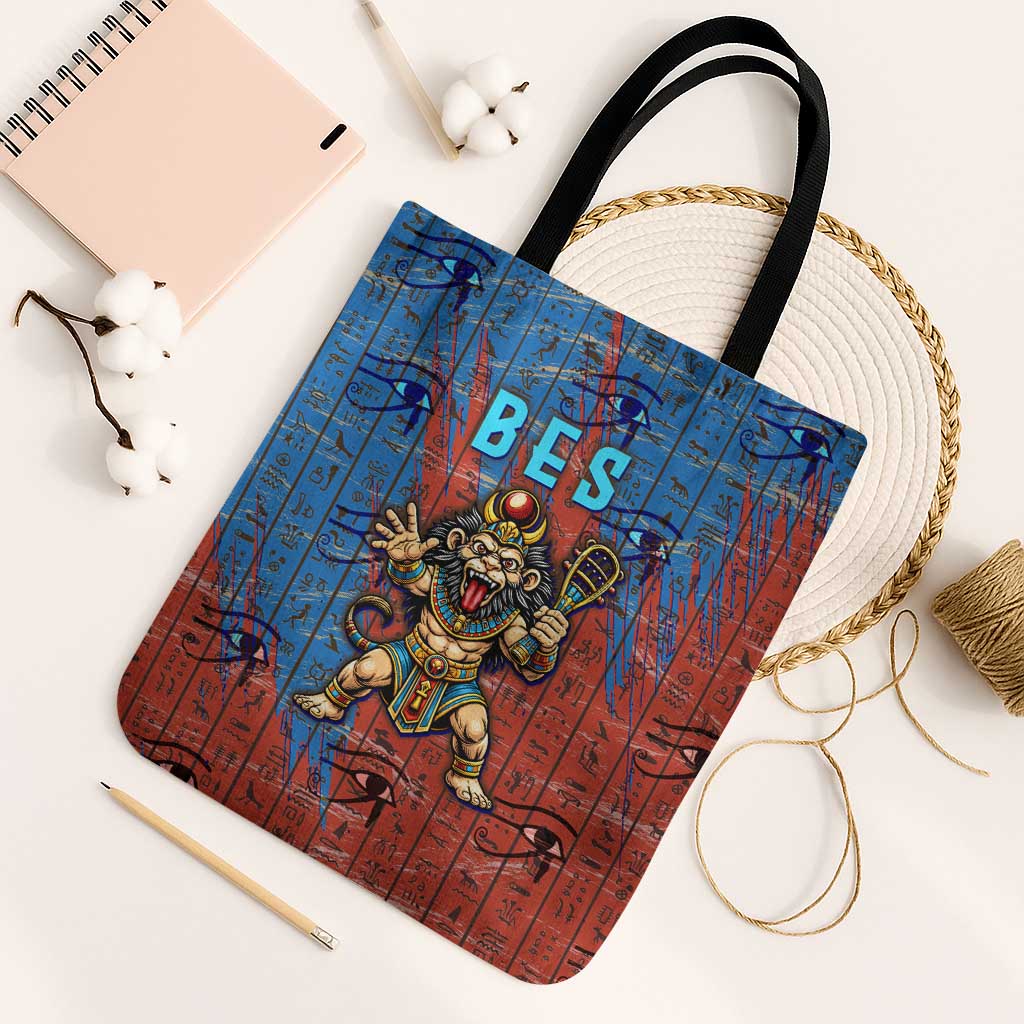 Bes Tote Bag Ancient Egyptian Hieroglyphs and Sacred Symbols Ancient Myth - African Pride