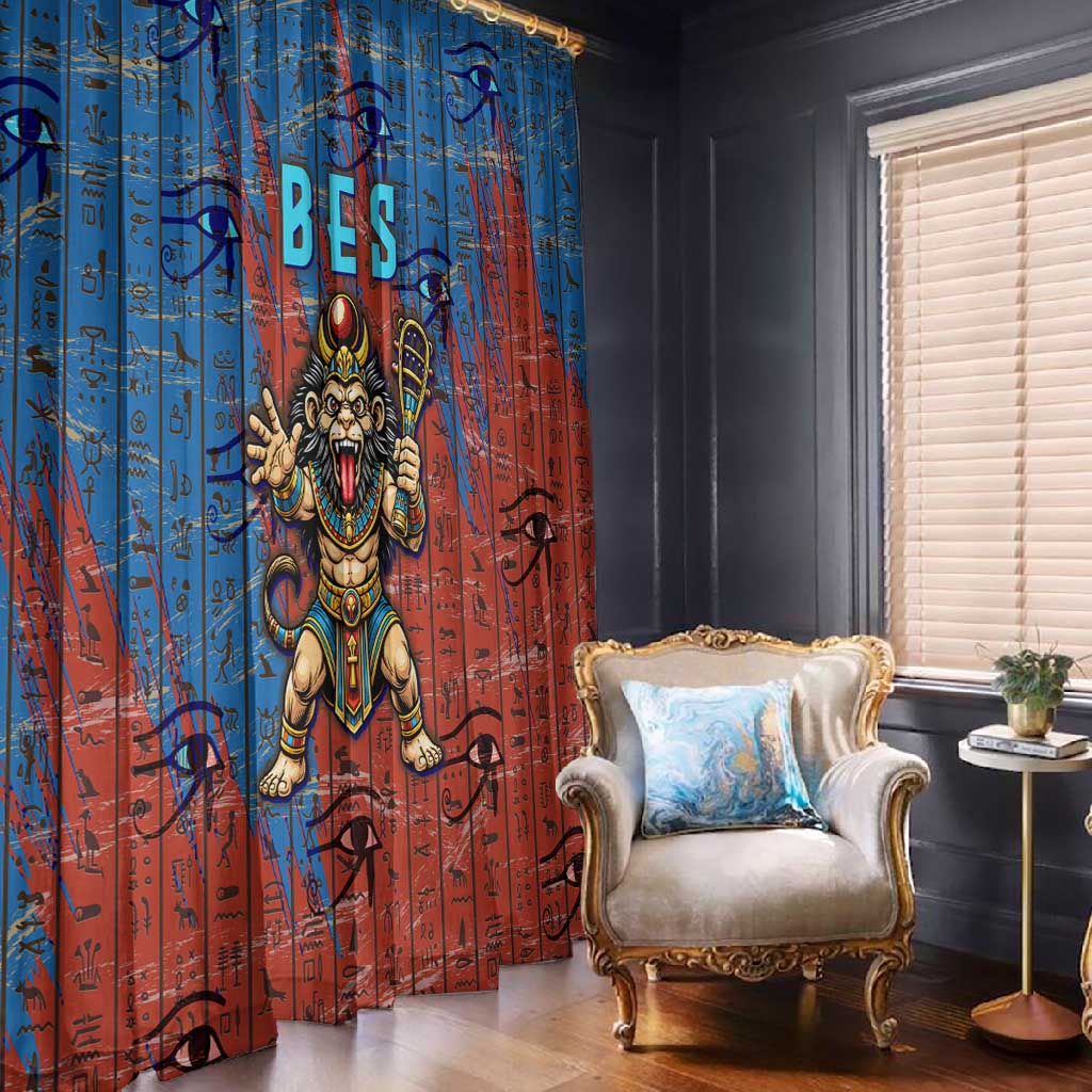Bes Window Curtain Ancient Egyptian Hieroglyphs and Sacred Symbols Ancient Myth - African Pride