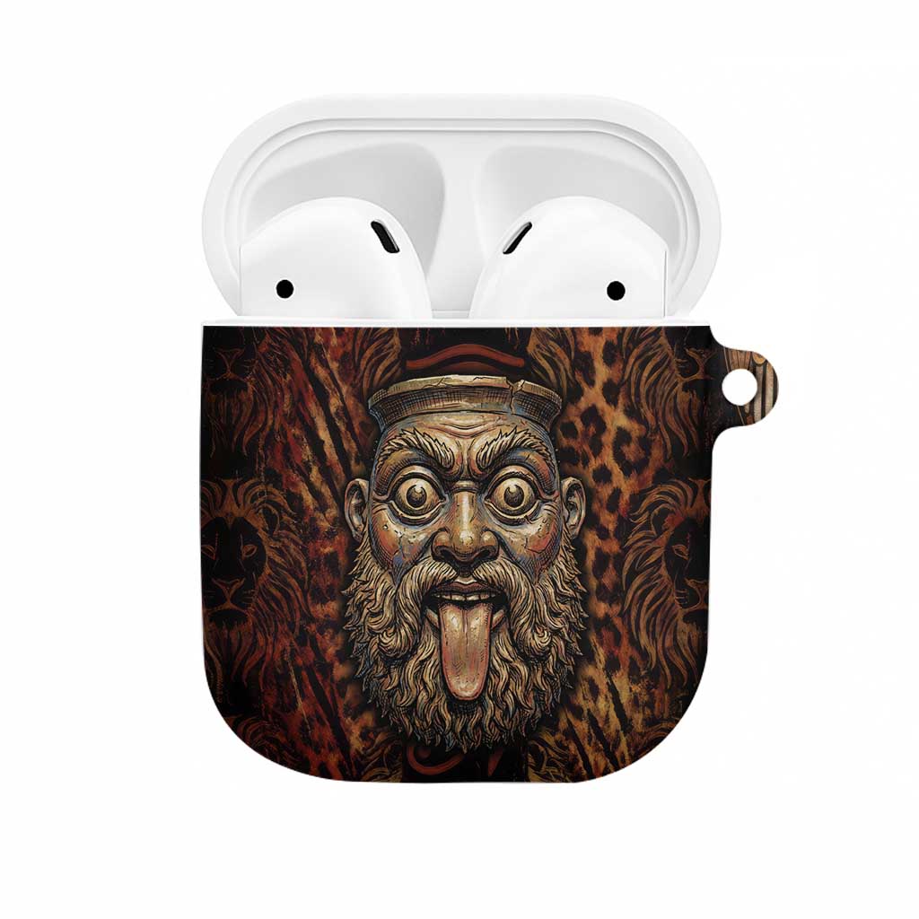 Bes Ancient Egyptian AirPods Case with Leopard Print Ankh and Eye of Horus Egyptian Deity Tribute - African Pride