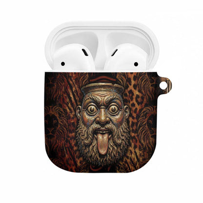 Bes Ancient Egyptian AirPods Case with Leopard Print Ankh and Eye of Horus Egyptian Deity Tribute - African Pride