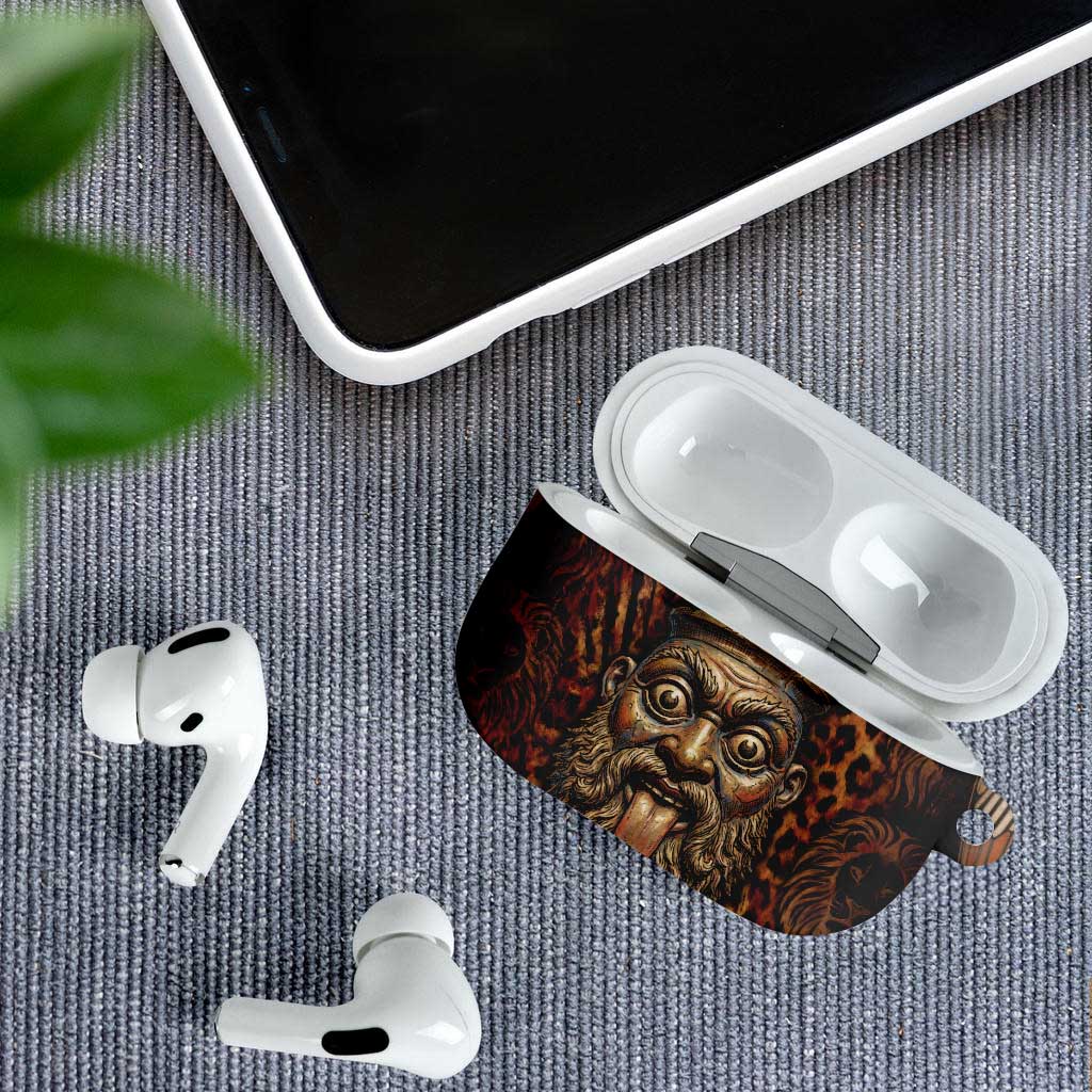 Bes Ancient Egyptian AirPods Case with Leopard Print Ankh and Eye of Horus Egyptian Deity Tribute - African Pride