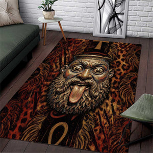 Bes Ancient Egyptian Area Rug with Leopard Print Ankh and Eye of Horus Egyptian Deity Tribute - African Pride