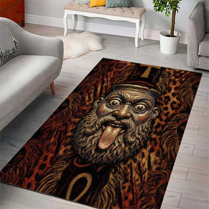 Bes Ancient Egyptian Area Rug with Leopard Print Ankh and Eye of Horus Egyptian Deity Tribute - African Pride