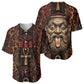 Bes Ancient Egyptian Baseball Jersey with Leopard Print Ankh and Eye of Horus Egyptian Deity Tribute - African Pride