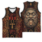 Bes Ancient Egyptian Basketball Jersey with Leopard Print Ankh and Eye of Horus Egyptian Deity Tribute - African Pride