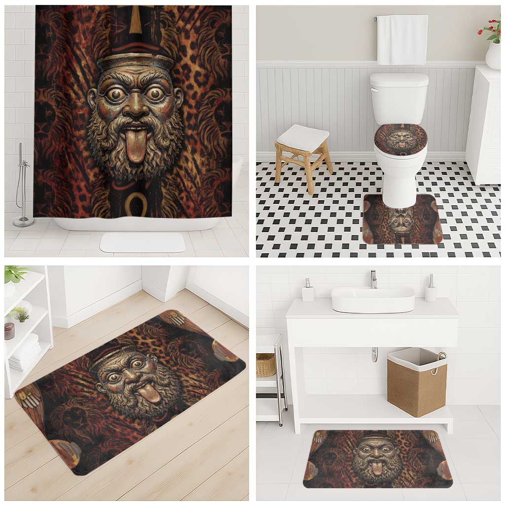 Bes Ancient Egyptian Bathroom Set with Leopard Print Ankh and Eye of Horus Egyptian Deity Tribute - African Pride