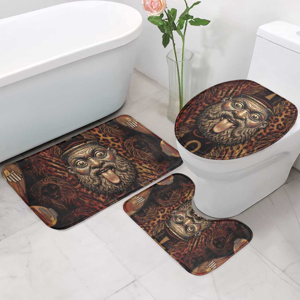 Bes Ancient Egyptian Bathroom Set with Leopard Print Ankh and Eye of Horus Egyptian Deity Tribute - African Pride