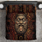 Bes Ancient Egyptian Bedding Set with Leopard Print Ankh and Eye of Horus Egyptian Deity Tribute - African Pride