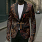 Bes Ancient Egyptian Blazer with Leopard Print Ankh and Eye of Horus Egyptian Deity Tribute - African Pride