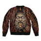 Bes Ancient Egyptian Bomber Jacket with Leopard Print Ankh and Eye of Horus Egyptian Deity Tribute - African Pride