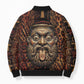 Bes Ancient Egyptian Bomber Puffer Jacket with Leopard Print Ankh and Eye of Horus Egyptian Deity Tribute - African Pride