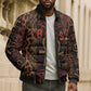 Bes Ancient Egyptian Bomber Puffer Jacket with Leopard Print Ankh and Eye of Horus Egyptian Deity Tribute - African Pride